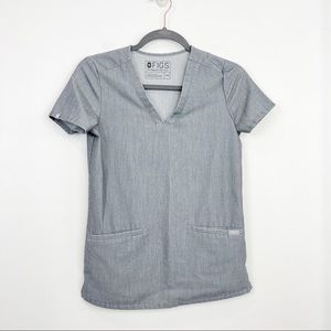 FIGS Casma Gray Pocket Scrub Top V-Neck XXS
